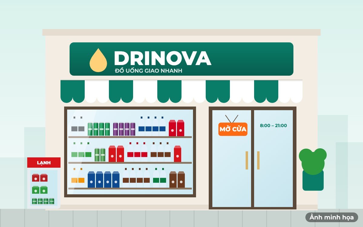 Mặt tiền cửa hàng bán lẻ đồ uống Drinova tại Hà Nội (ảnh minh họa)